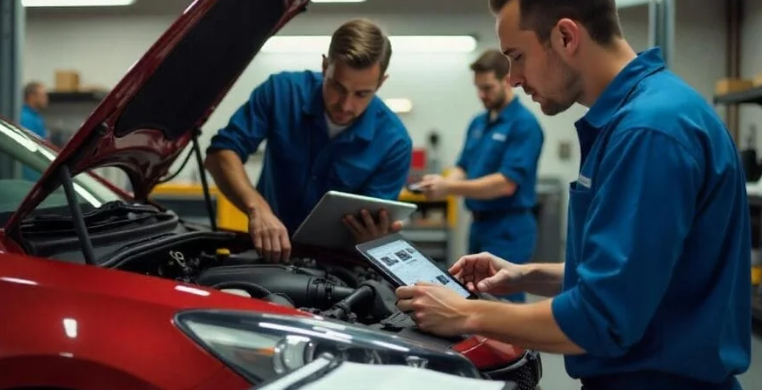 pre purchase car inspection dubai mechanic checking used car